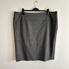 Ann Harvey Midi Lined Skirt UK Size 22 Grey Plus Office Work Smart Workwear