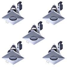 Litecraft Recessed Downlights Square Fixed IP65 Spotlights in Chrome - 5 Pack   