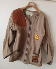 70s Vintage Canvas & Suede Leather Shooting Field Rifle Club Jacket Badges 1970s