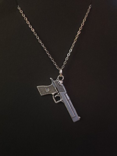 Metal pistol gun pendant - metal,