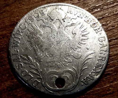 28mm old silver coin 1808 - 28mm,