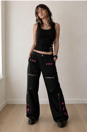Y2k baggy goth pants rave - y2k,