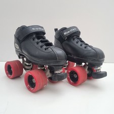 Riedell Dart Roller Skate Black Quad Roller Speed Skates Red Wheel Women Size 3