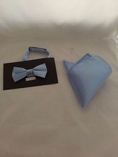  Shiny Baby Blue MENS - BOYS Polyester Bow Tie OR in Sets OR 9" Top Square Only