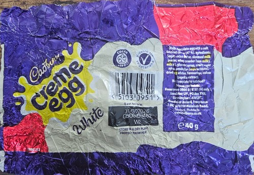 White creme egg - creme, wrapper