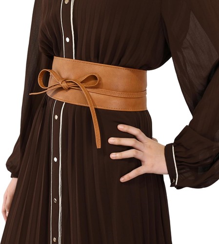 Wide faux leather - belt, for