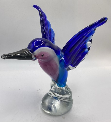 Vintage art glass - art, hummingbird