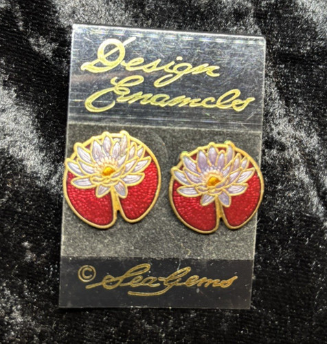 Vintage cloisonné large - vintage, stud