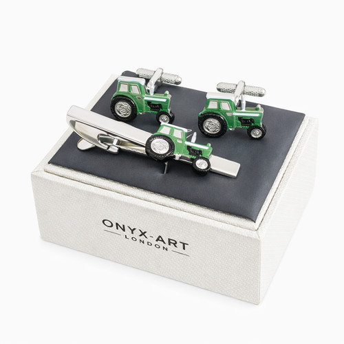 Green tractor cufflinks and - tractor,