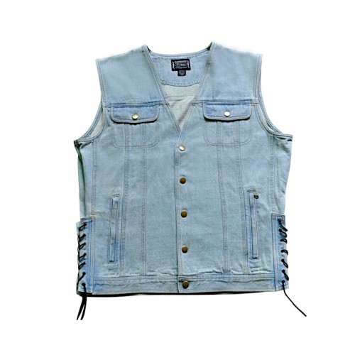 Blue denim motorcycle vests - denim,