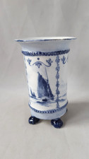 RARE ROYAL CROWN DERBY BLUE AND WHITE SAILING SHIPS 4 FOOTED VASE 1908 DEAN?