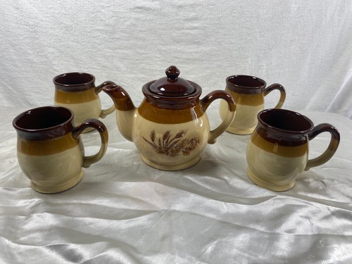 Vintage brown tan slipware - brown, &