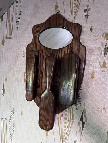 Vintage wood hall mirror - wood,