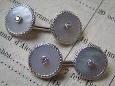 EXQUISITE 18CT WHITE GOLD DIAMOND & MOP CUFFLINKS POSS PALPH LAUREN 11.30 grams