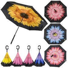 A2Z Women's Dual Layer Inverted Umbrella Reverse Open Folding Umbrella C Handle