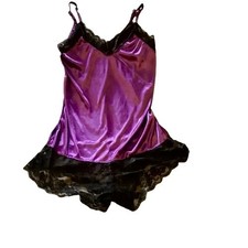 PURPLE & BLACK all-in-one PLAYSUIT night wear in SATIN & LACE approx size S