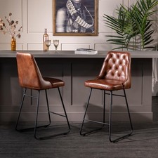Hague Bar Stool Brown Leather