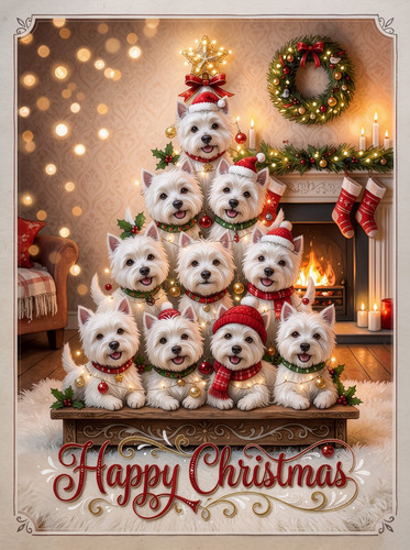 Westie terrier christmas - christmas, tree