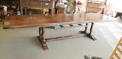 Oak extending refectory table - oak,