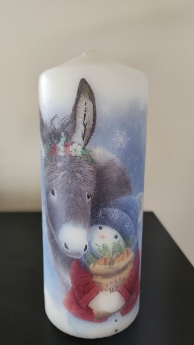 Decoupaged christmas pillar - decoupaged,