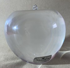 Vintage Marcolin Sweden Crystal Art Glass Apple Paperweight.