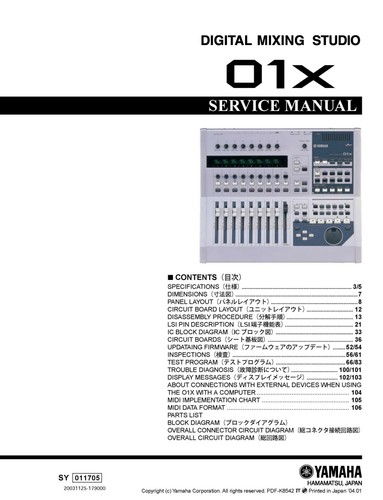 Service manual for yamaha x - service, 01