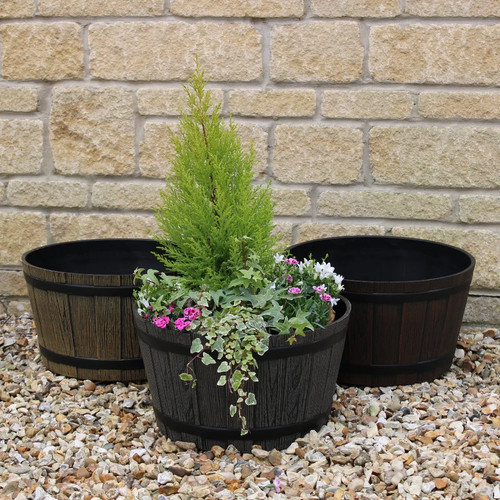 Barrel planter wooden - barrel,
