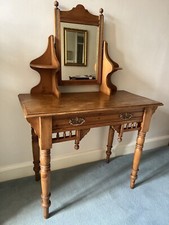 ANTIQUE RUSTIC PINE DRESSING TABLE WITH FRENCH STYLE MIRROR 