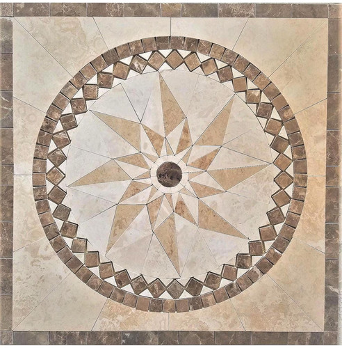 Marble floor tile medallion - tile,