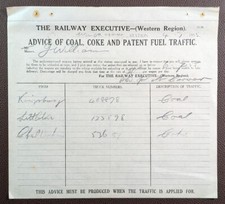 1955 Railway Executive Coal Coke Fuel Traffic Advice Winchcombe Station
