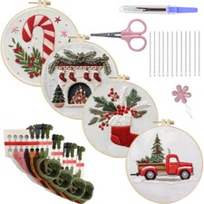 Hand Embroidery Starter Stitch Kits Sewing Craft Stamped Embroidery Xmas Gifts