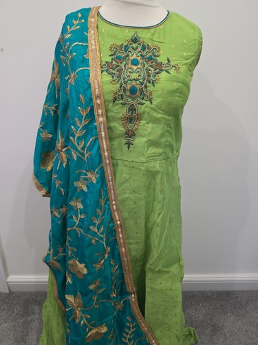 Indian green long gown - gown, dress