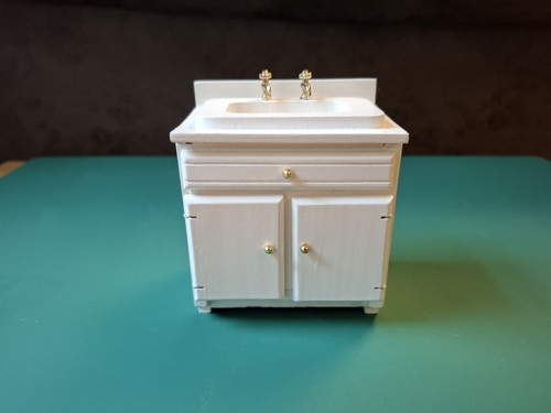 Dollhouse white kitchen sink - white,