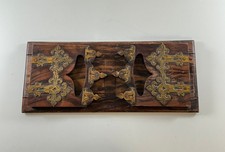 Vintage Wooden Book Holder with Intricate Carved Design