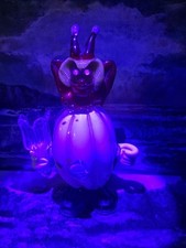 VTG UV reactive Murano Italy art glass 22cm tall clown candle holder figurine