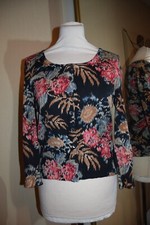 Hobbs 70% Silk 30% cotton Floral Cardigan 10 Navy Camel Beige Duck Egg Blue Pink