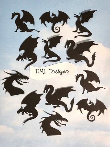 Die cut cuts dragon black - die, x