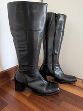 Knee length black leather boots size uk 5 eu 38