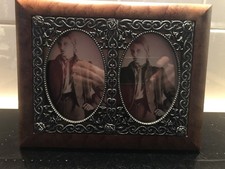 VINTAGE LEONARDO COLLECTION 5X7" DOUBLE METAL WOOD PHOTO FRAME