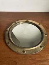 Vintage 1960s Brass Convex  Porthole Nautical Mirror 25.5cm diameter to frame 