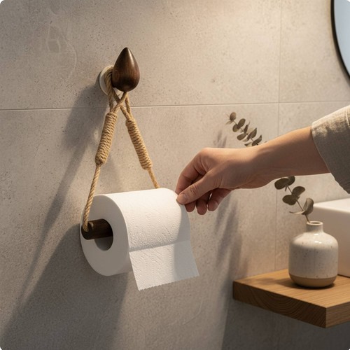 Rope toilet paper holder - toilet,