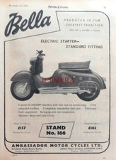 Ambassador 'BELLA' Motor Scooter ADVERT #2 : 1955 Motorcycle Print