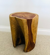 Wood Side Table Solid Tree Trunk Teak Suitable for Indoor/Outdoor End Table