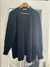 Zara Black Chunky Knit Cardigan Size Xs/s Oversized