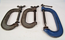 Record G clamps.  Two 4 inch cramps and one 6 inch. Woodworking tools.