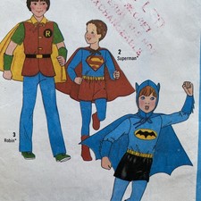 Vtg 70s Simplicity Halloween Costume Sewing Pattern Superman Batman Robin Size 6