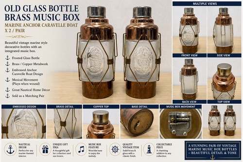 Old glass bottle brass music - old,