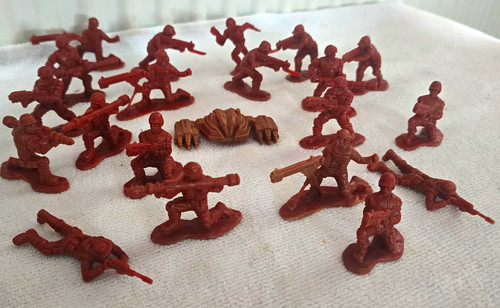 Unpainted plastic army men - plastic,