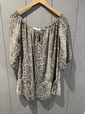 HEIDI KLEIN Oversized Sz 3 Animal Print Grey/ Brown Embellished 100% Silk Top