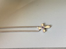 A pre owned silver Links of London amethyst cente cross and 19 inch chain 7.9gm